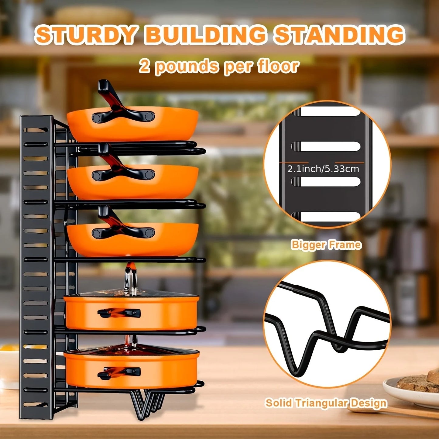 8-Tier Adjustable Pot and Pan Organizer Rack