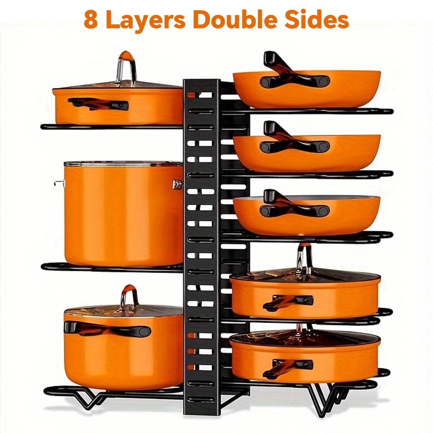 8-Tier Adjustable Pot and Pan Organizer Rack
