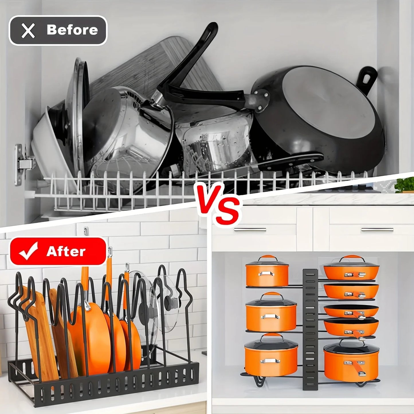 8-Tier Adjustable Pot and Pan Organizer Rack